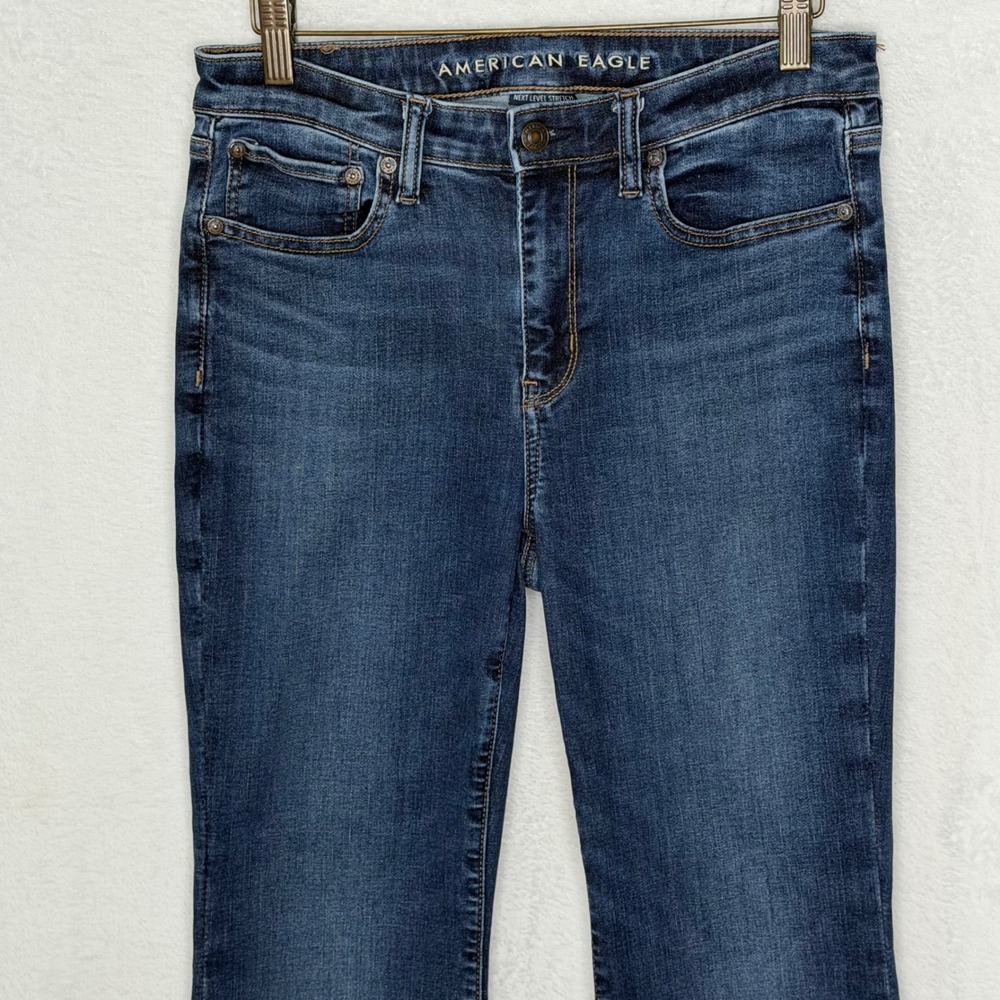 American Eagle Womens 6 Blue Super High-Rise Flare Next Level Stretch Jeans - Picture 3 of 12